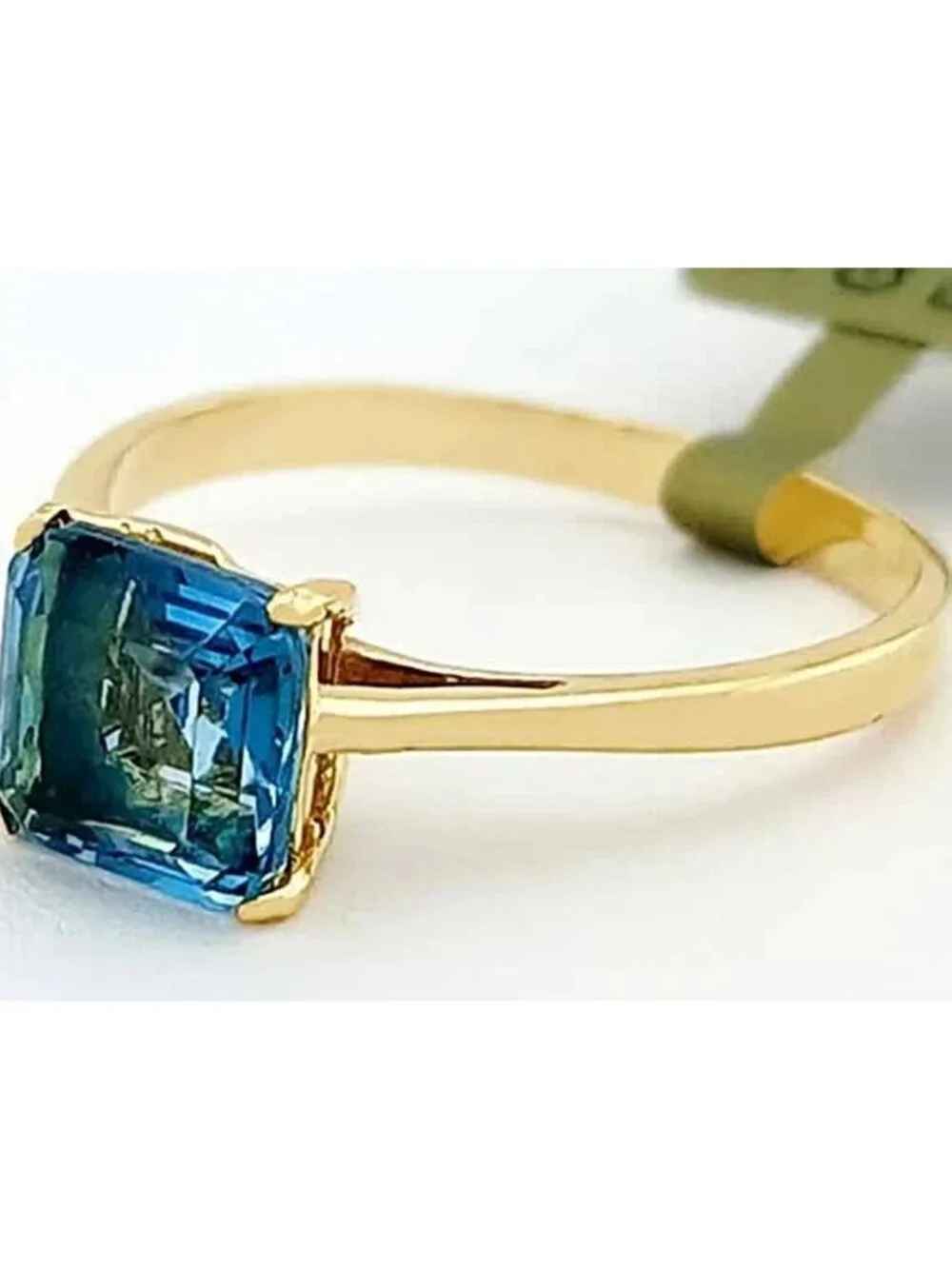 Genuine 1.24 Cts Blue Zircon Solitaire Ring 10k Gold